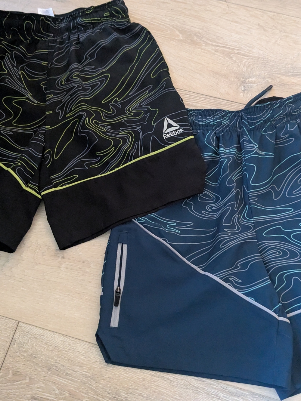 Reebok Boy's Athletic Shorts - Black with Lime & Navy with Teal